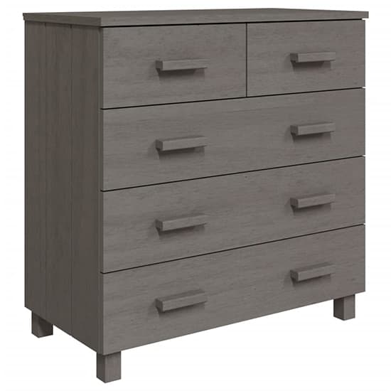 Ronen Pine Wood Chest Of 5 Drawers In Light Grey_3