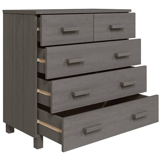 Ronen Pine Wood Chest Of 5 Drawers In Light Grey_5