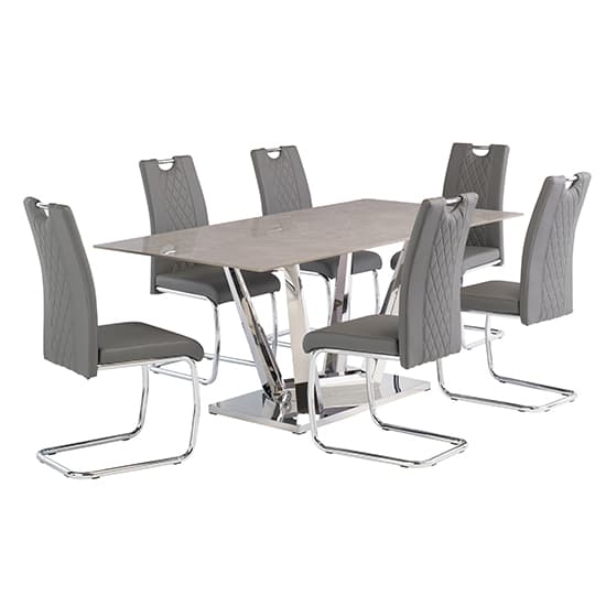 Rori 180cm Carlos Grey Marble Dining Table 6 Gerbit Grey Chairs_2
