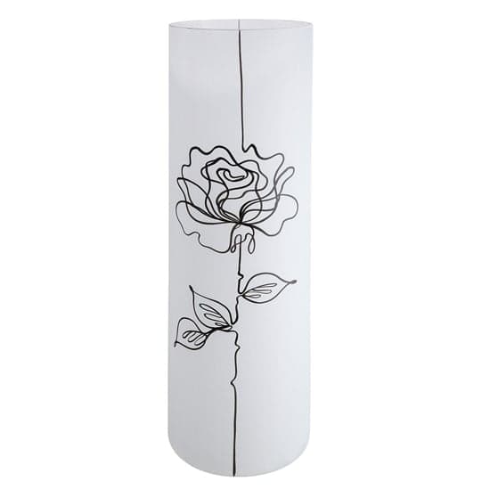 Rose Glass Large Decorative Vase In White_1