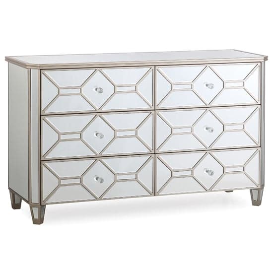 Rose Mirrored Chest Of 6 Drawers In Silver