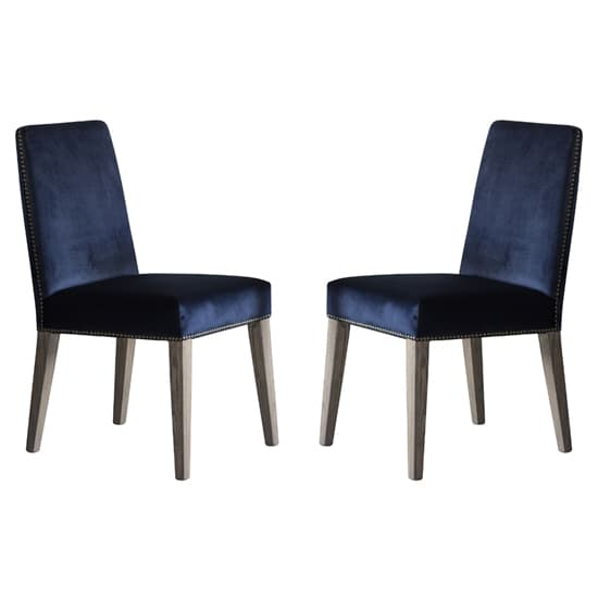 Roselle Atlantic Velvet Dining Chairs In Pair