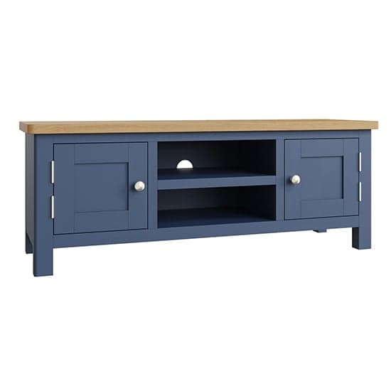 Rosemont Wooden 2 Doors 1 Shelf TV Stand In Dark Blue_2