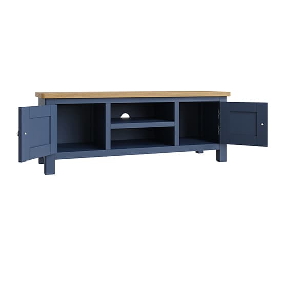 Rosemont Wooden 2 Doors 1 Shelf TV Stand In Dark Blue_3