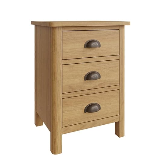 Rosemont Wooden 3 Drawers Bedside Cabinet In Rustic Oak_2
