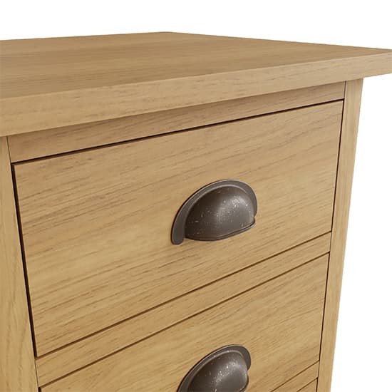 Rosemont Wooden 3 Drawers Bedside Cabinet In Rustic Oak_4