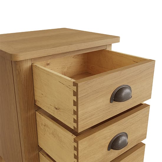 Rosemont Wooden 3 Drawers Bedside Cabinet In Rustic Oak_5