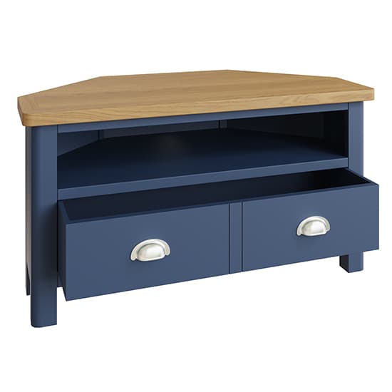 Rosemont Wooden Corner TV Stand In Dark Blue Furniture in Fashion