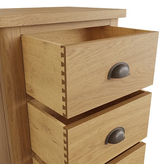 Rosemont Narrow Wooden Chest Of 5 Drawers In Rustic Oak_5