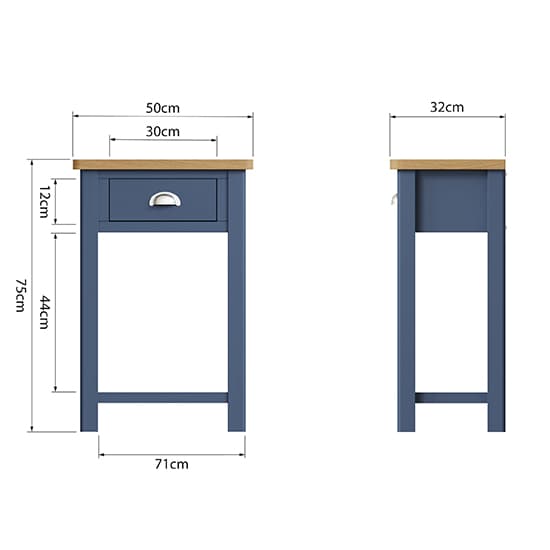 Rosemont Wooden Side Table In Dark Blue Furniture in Fashion