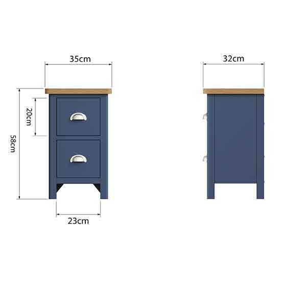 Rosemont Wooden 2 Drawers Bedside Cabinet In Dark Blue_6