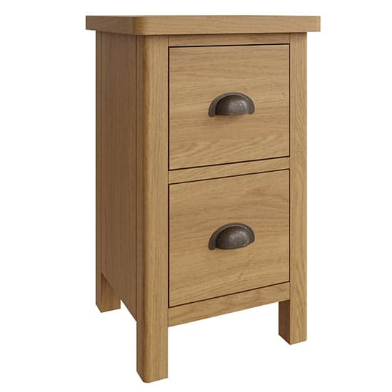 Rosemont Wooden 2 Drawers Bedside Cabinet In Rustic Oak_2