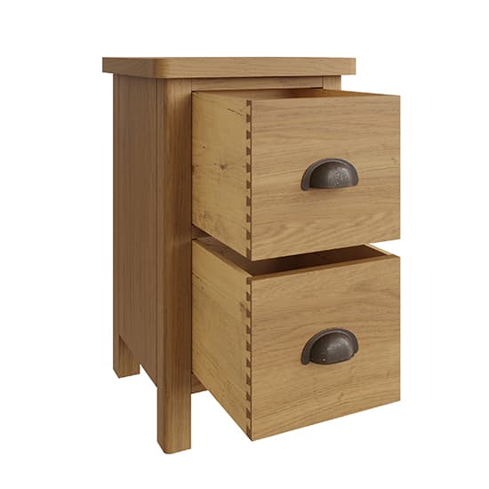 Rosemont Wooden 2 Drawers Bedside Cabinet In Rustic Oak_3