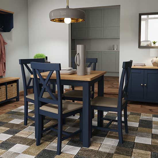 Rosemont Square Wooden Dining Table In Dark Blue | Furniture in Fashion