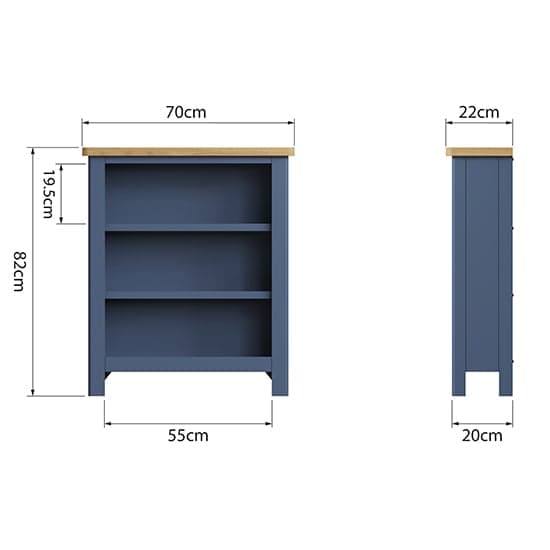 Rosemont Wide Wooden Small Bookcase In Dark Blue_5