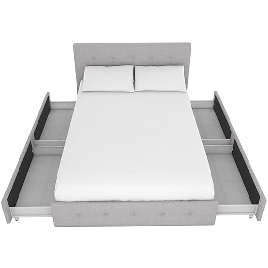 Rosen Linen Fabric Double Bed With Drawers In Grey_3