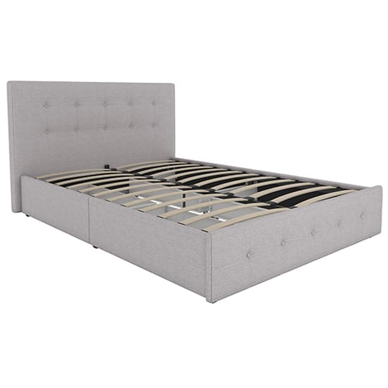 Rosen Linen Fabric Double Bed With Drawers In Grey_4