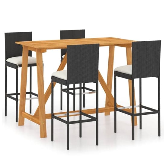Roslyn Rectangular Wooden Bar Table With 4 Audriana Black Chairs_1