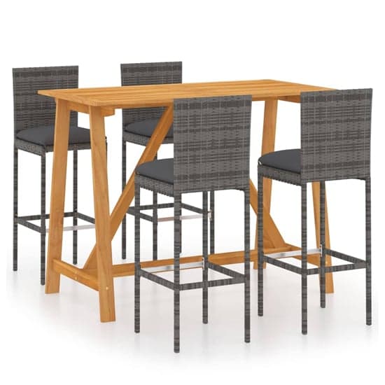 Roslyn Rectangular Wooden Bar Table With 4 Audriana Grey Chairs_1