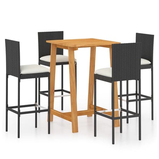 Roslyn Square Wooden Bar Table With 4 Audriana Black Chairs_1