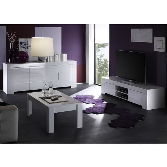 Rossini Wide TV Stand In White Gloss With 2 Drawers_2