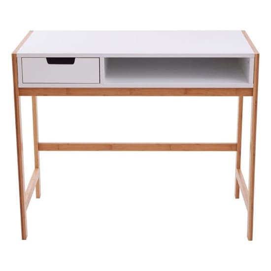 Rosta Wooden Computer Desk In White And Natural_2