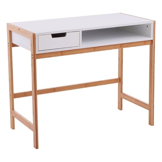 Rosta Wooden Computer Desk In White And Natural_1