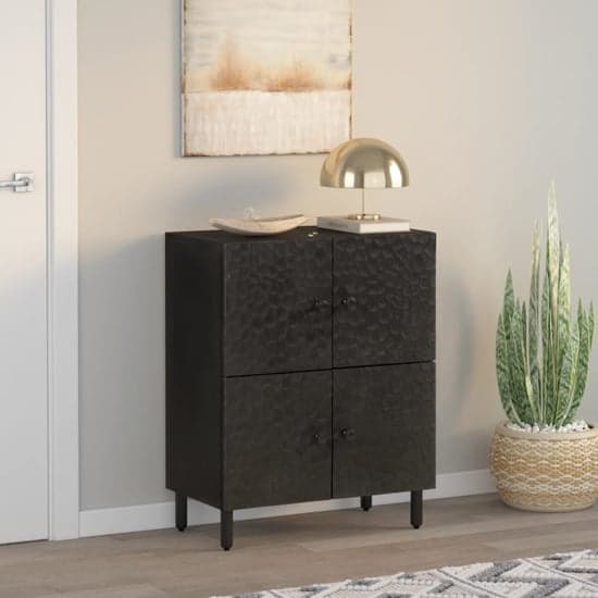 Rother Mango Wood Storage Cabinet With 4 Doors In Black_1