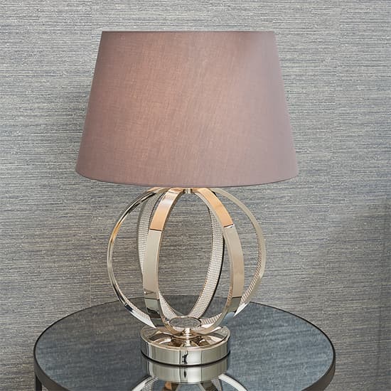 Rouen Charcoal Cotton Shade Table Lamp With Bright Nickel Base_1