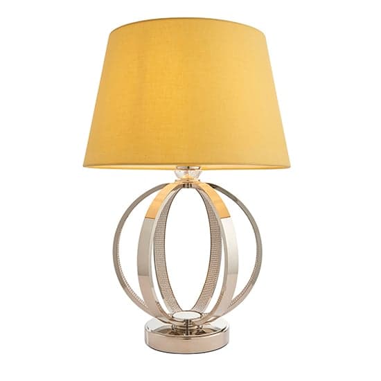 Rouen Yellow Cotton Shade Table Lamp With Bright Nickel Base_1