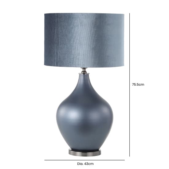 Rovigo Blue Velvet Shade Table Lamp With Matte Blue Glass Base_2