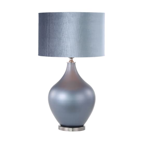 Rovigo Blue Velvet Shade Table Lamp With Matte Blue Glass Base_3