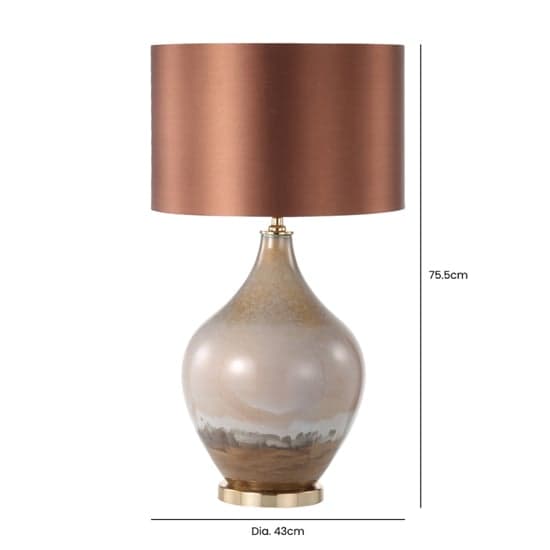 Rovigo Dark Brown Silk Shade Table Lamp With Brown Glass Base_6
