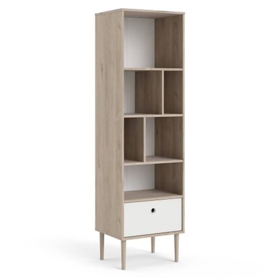 Roxo Wooden 1 Drawer Bookcase In Oak And White_3