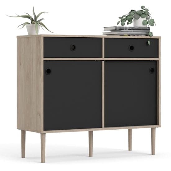 Roxo Wooden 2 Doors And 2 Drawers Sideboard In Oak And Black_1