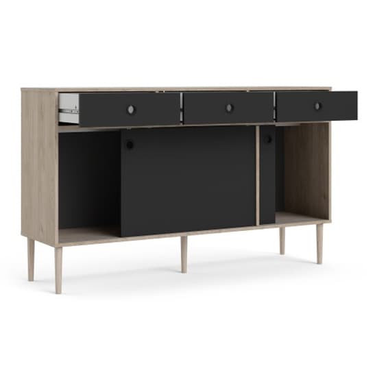 Roxo Wooden 2 Doors And 3 Drawers Sideboard In Oak And Black_3