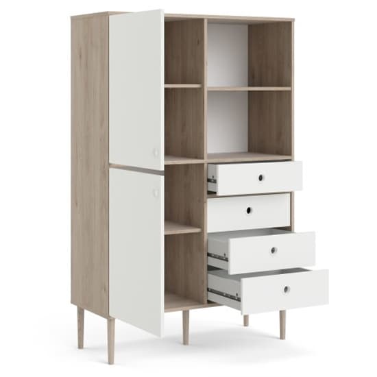 Roxo Wooden 2 Doors And 4 Drawers Bookcase In Oak And White_4