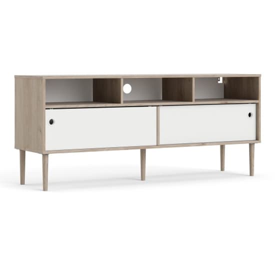 Roxo Wooden 2 Sliding Doors TV Stand In Oak And White_3