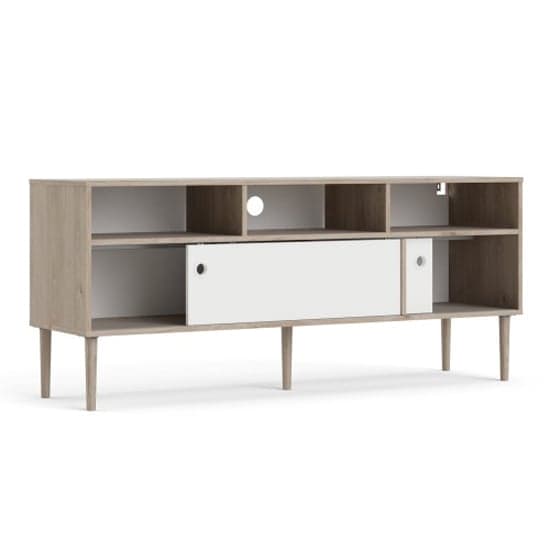 Roxo Wooden 2 Sliding Doors TV Stand In Oak And White_4