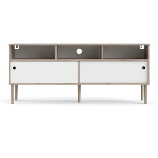 Roxo Wooden 2 Sliding Doors TV Stand In Oak And White_5
