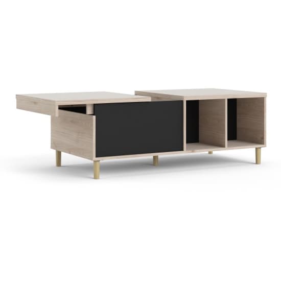 Roxo Wooden Coffee Table With Sliding Top In Oak And Black Furniture