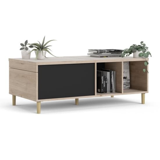 Roxo Wooden Coffee Table With Sliding Top In Oak And Black Furniture
