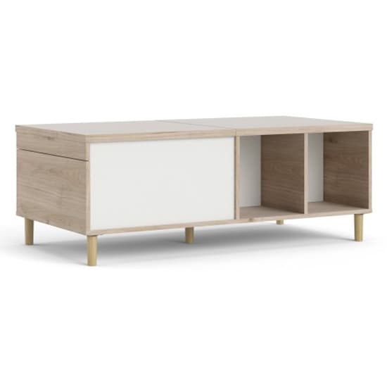 Roxo Wooden Coffee Table With Sliding Top In Oak And White_2