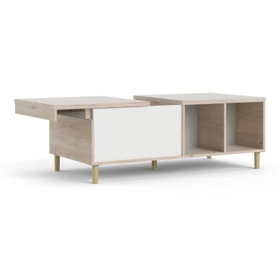 Roxo Wooden Coffee Table With Sliding Top In Oak And White_3