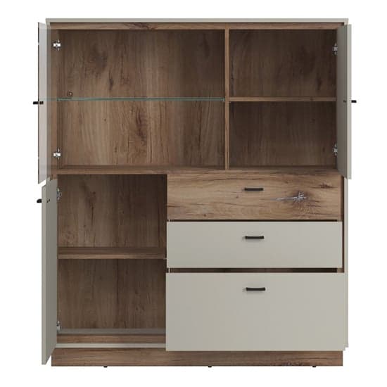 Royse Display Cabinet With 3 Doors 3 Drawers In Grey Oak_2