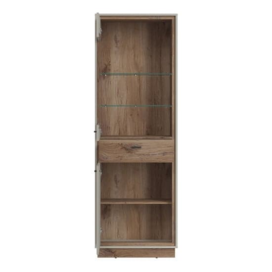 Royse Wooden Display Cabinet With 2 Doors 1 Drawer In Grey Oak_2
