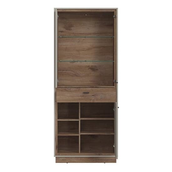 Royse Wooden Display Cabinet With 3 Doors 1 Drawer In Grey_2