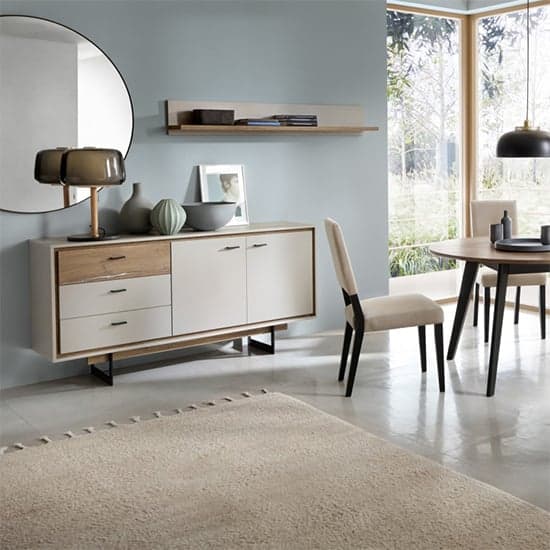 Royse Wooden Sideboard With 2 Doors 3 Drawers In Grey And Oak_3