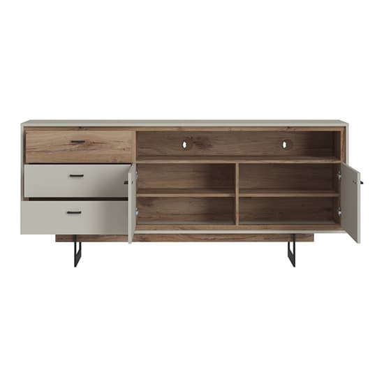 Royse Wooden Sideboard Open Shelf With 2 Doors In Grey And Oak_2