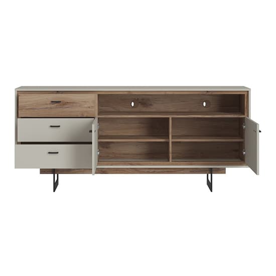 Royse Wooden Sideboard Open Shelf With 2 Doors In Grey And Oak